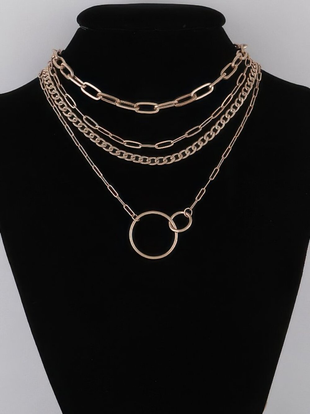 Multi Linked Circles Chain Necklace
